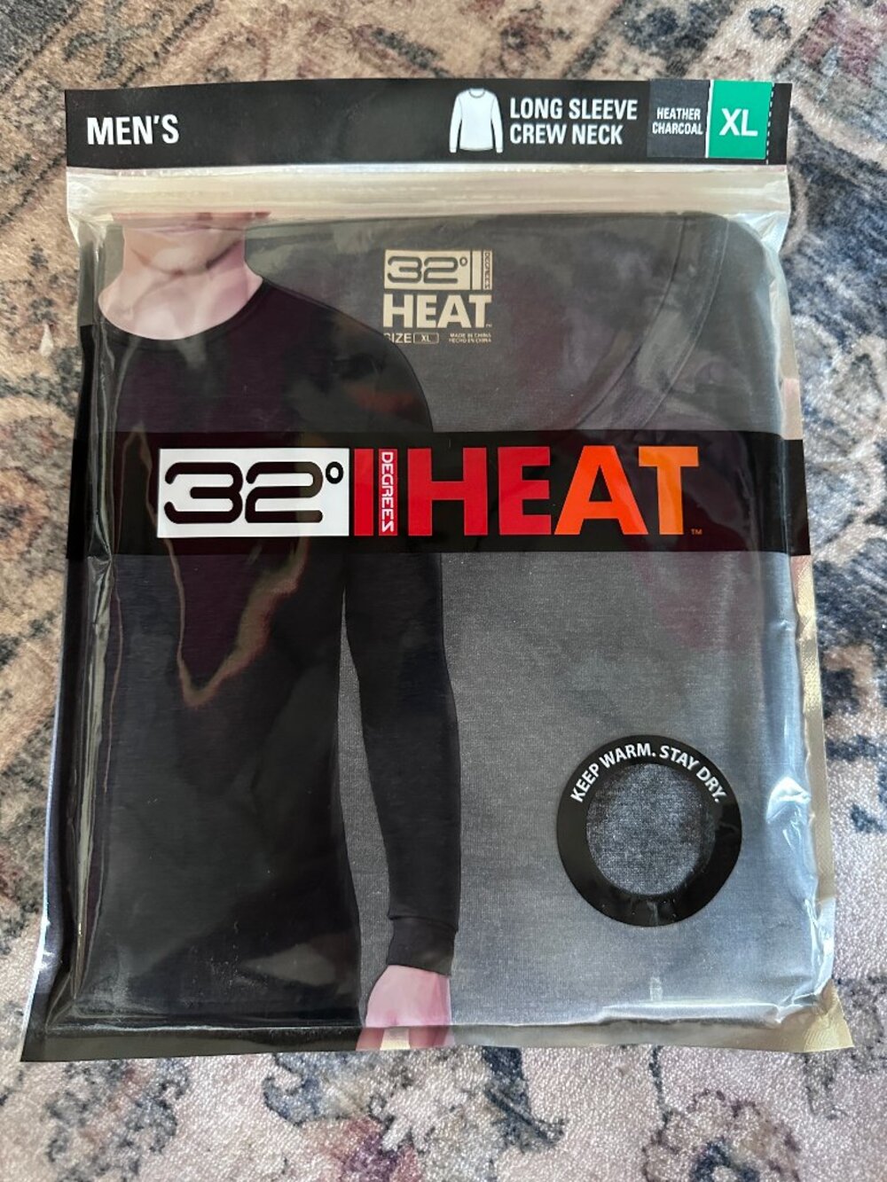 NIP 32 Degrees Heat Long Sleeve Crew Neck Men’s XL Heather Charcoal Thermal